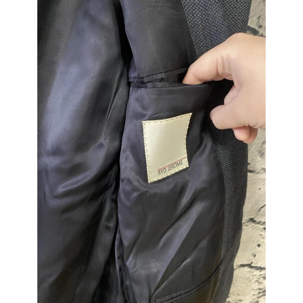 Syd Jerome Blazer‎ Mens 42R Gray Blue Wool Made in Italy Zegna Cloth Sport Coat - Picture 11 of 16